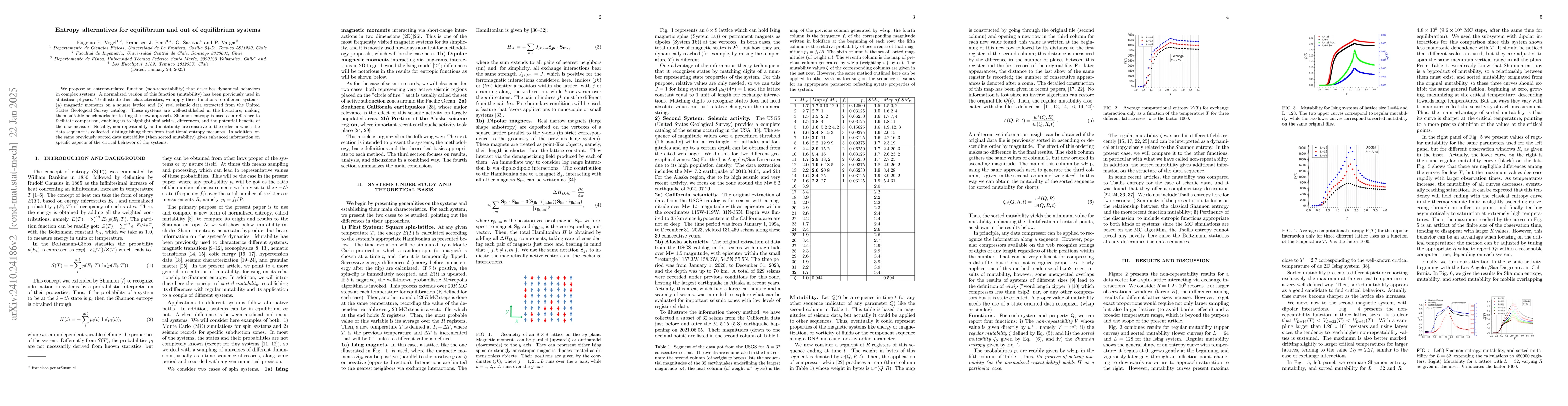 Thumbnail for Entropy alternatives for equilibrium and out of equilibrium systems