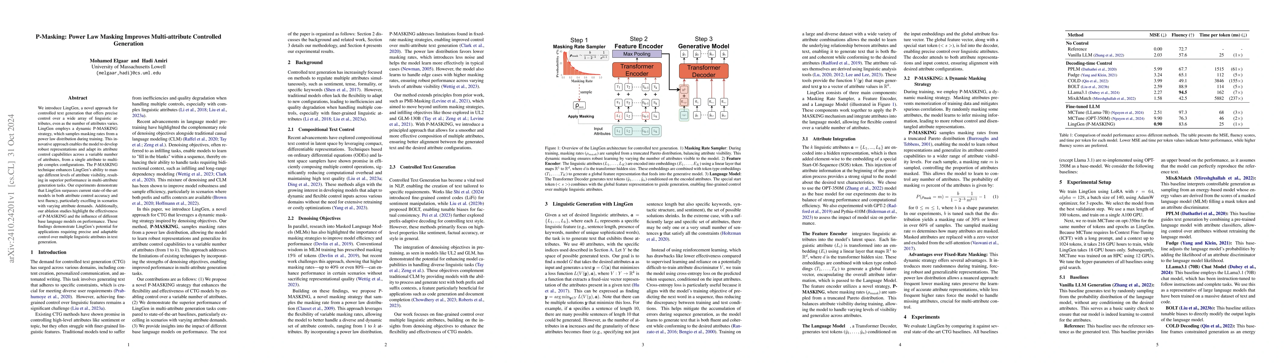 Thumbnail for P-Masking: Power Law Masking Improves Multi-attribute Controlled
  Generation