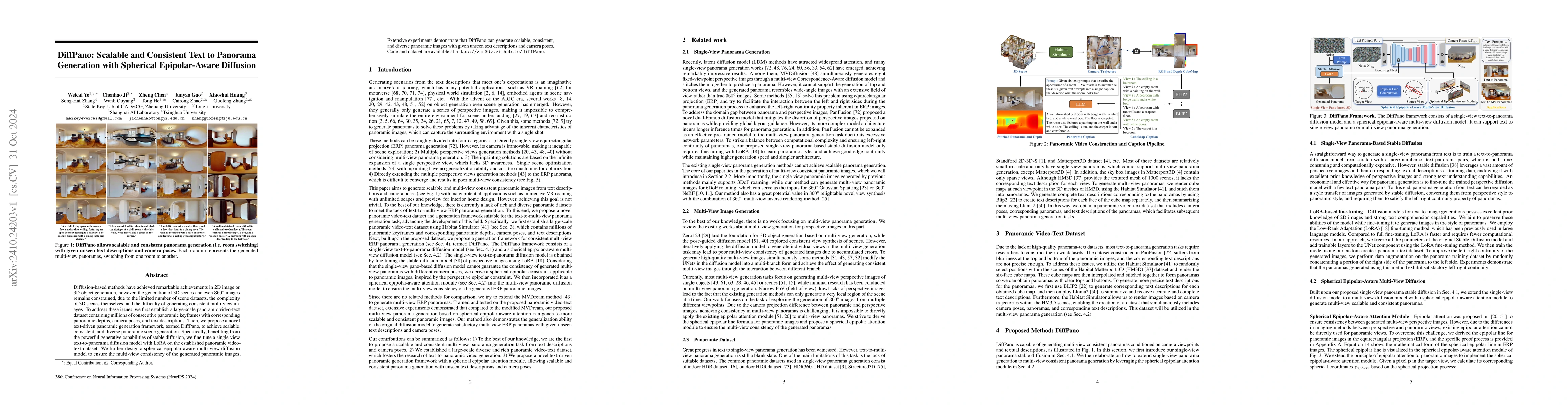 Thumbnail for DiffPano: Scalable and Consistent Text to Panorama Generation with
  Spherical Epipolar-Aware Diffusion