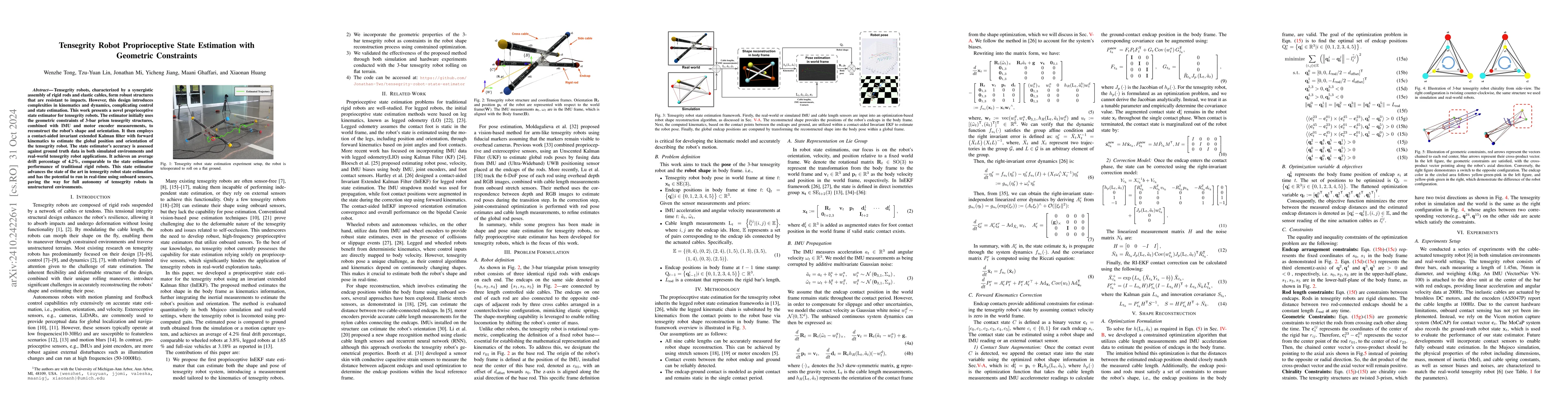 Thumbnail for Tensegrity Robot Proprioceptive State Estimation with Geometric
  Constraints