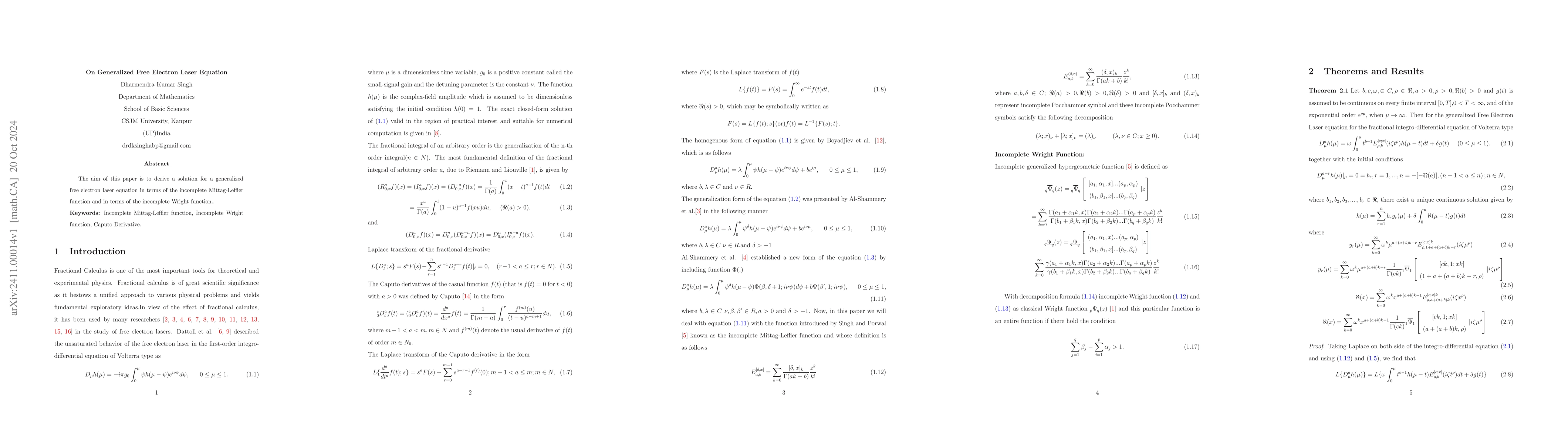 Thumbnail for On Generalized Free Electron Laser Equation