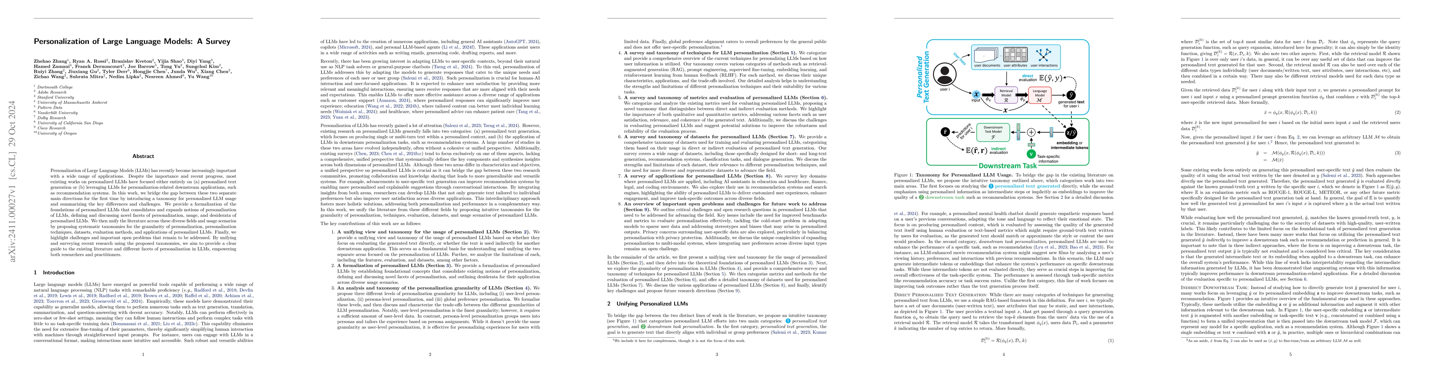 Thumbnail for Personalization of Large Language Models: A Survey