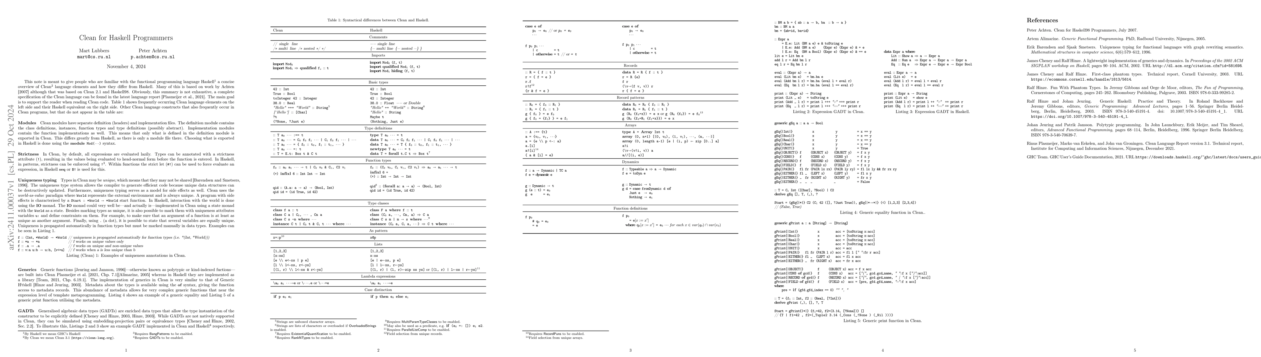 Thumbnail for Clean for Haskell Programmers