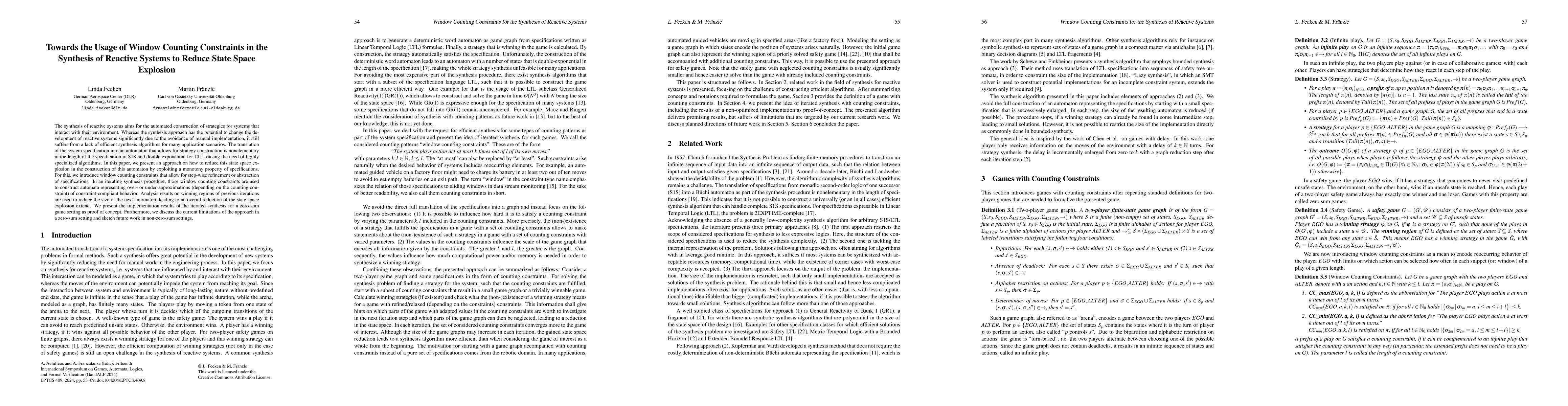 Thumbnail for Towards the Usage of Window Counting Constraints in the Synthesis of
  Reactive Systems to Reduce State Space Explosion