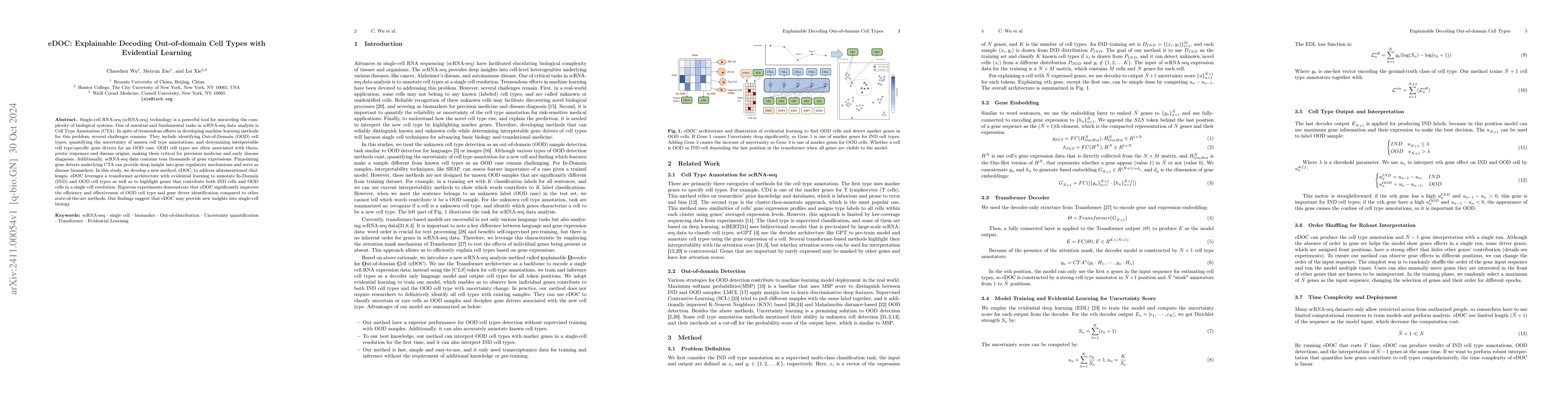 Thumbnail for eDOC: Explainable Decoding Out-of-domain Cell Types with Evidential
  Learning