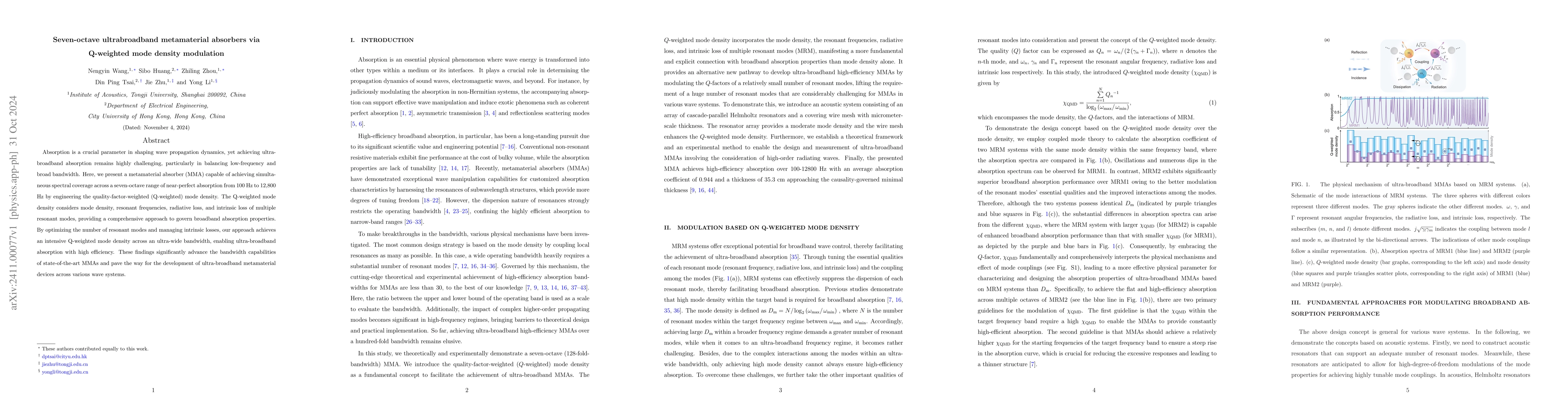 Thumbnail for Seven-octave ultrabroadband metamaterial absorbers via Q-weighted mode
  density modulation