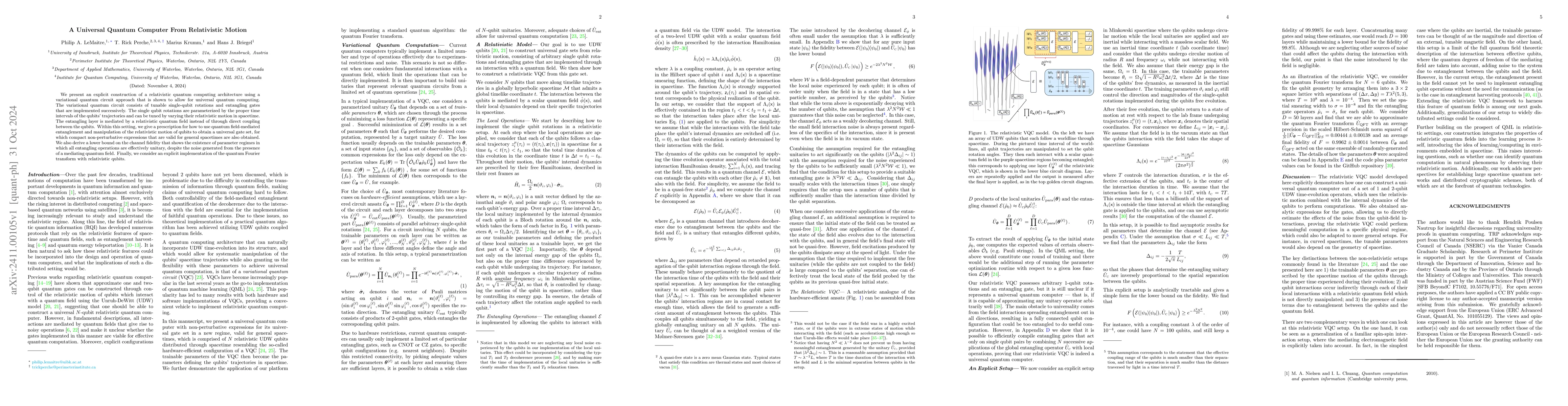 Thumbnail for A Universal Quantum Computer From Relativistic Motion