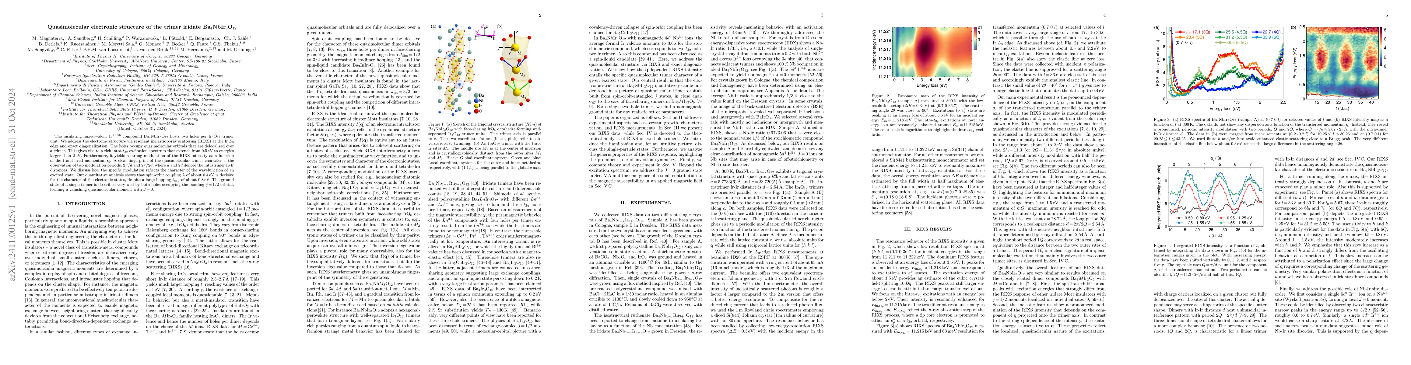 Thumbnail for Quasimolecular electronic structure of the trimer iridate
  Ba$_4$NbIr$_3$O$_{12}$