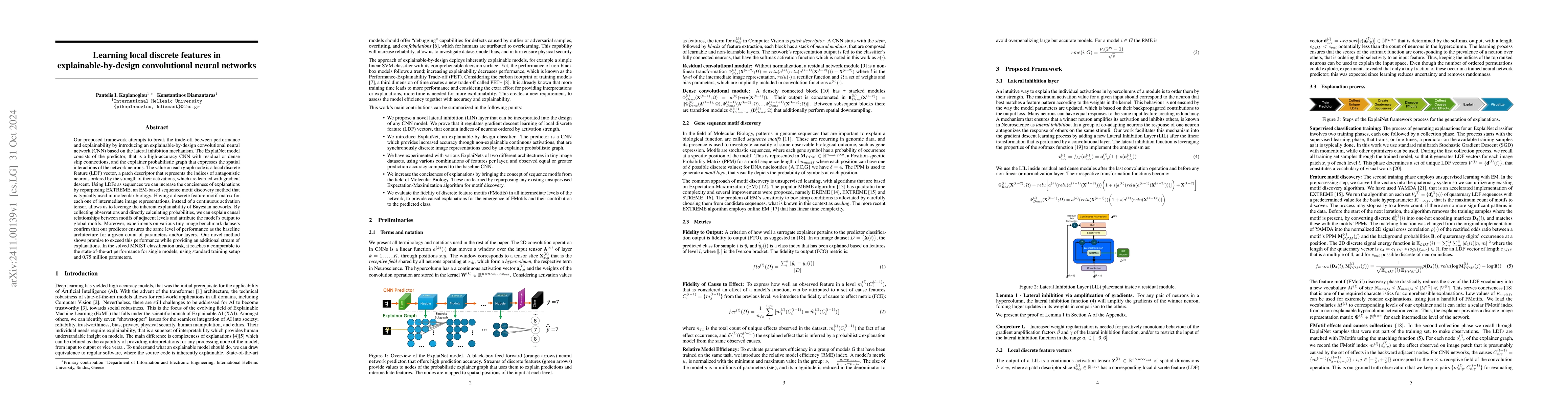 Thumbnail for Learning local discrete features in explainable-by-design convolutional
  neural networks