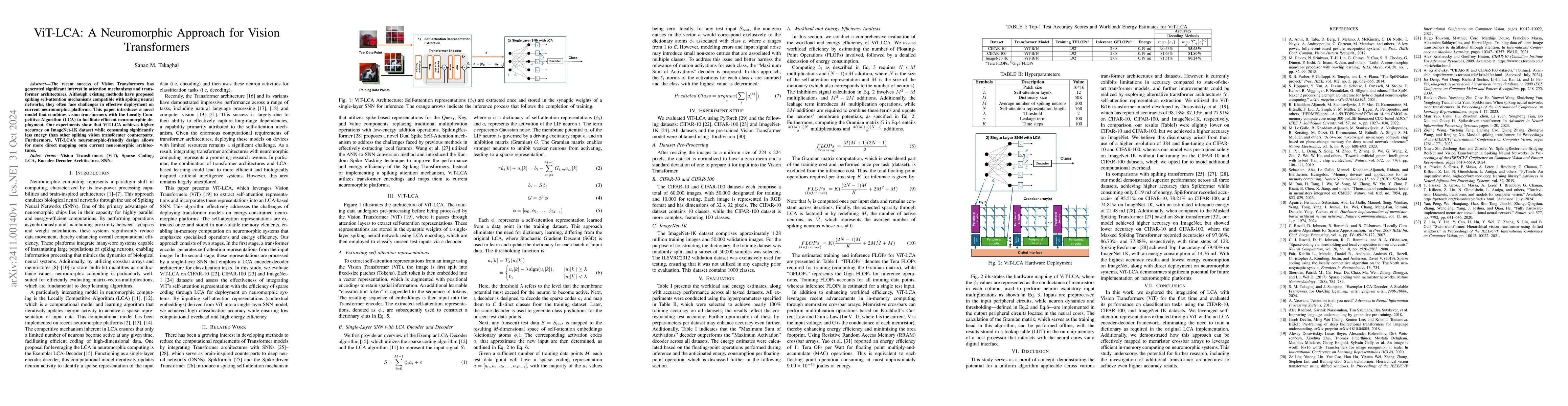 Thumbnail for ViT-LCA: A Neuromorphic Approach for Vision Transformers