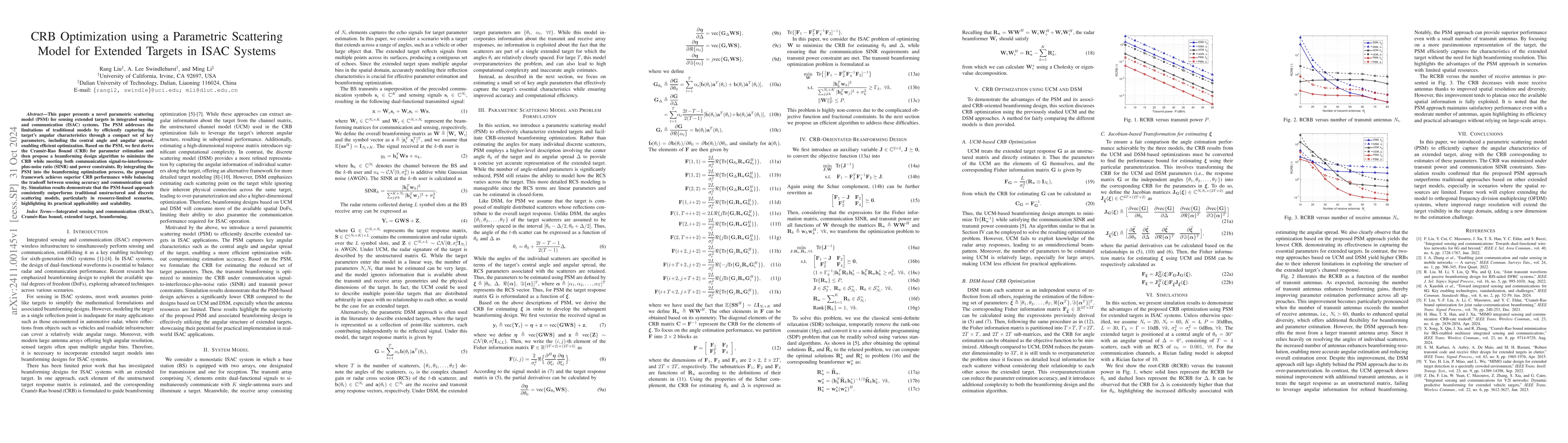 Thumbnail for CRB Optimization using a Parametric Scattering Model for Extended
  Targets in ISAC Systems