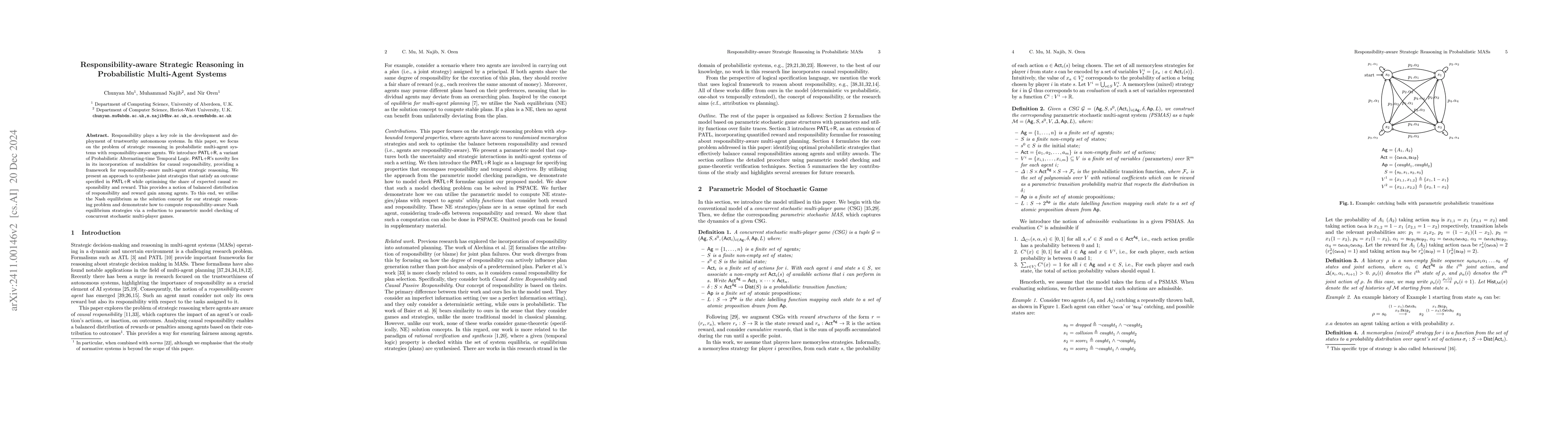 Thumbnail for Responsibility-aware Strategic Reasoning in Probabilistic Multi-Agent
  Systems