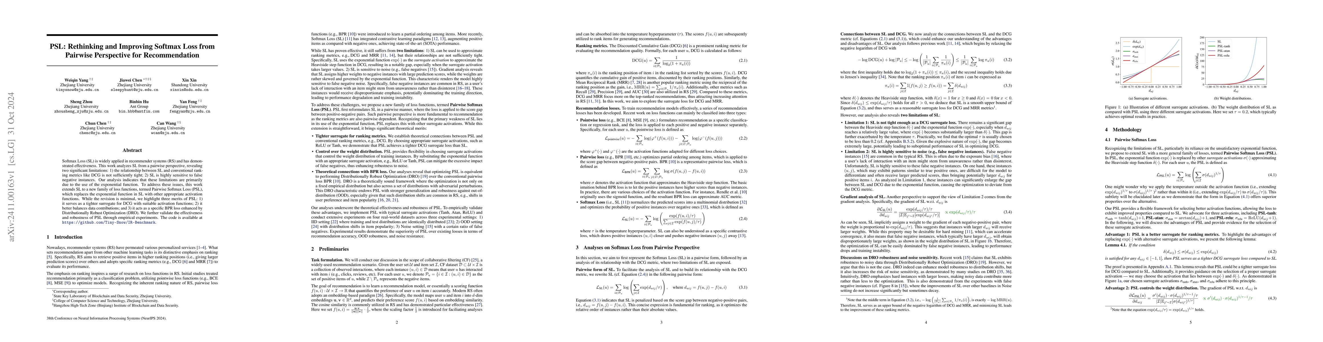 Thumbnail for PSL: Rethinking and Improving Softmax Loss from Pairwise Perspective for
  Recommendation