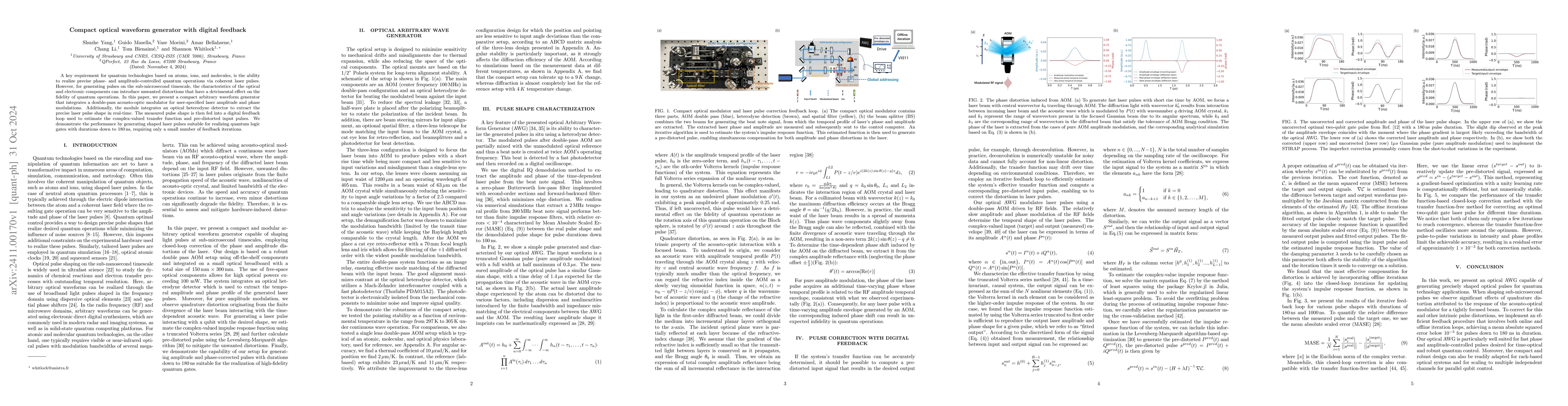 Thumbnail for Compact optical waveform generator with digital feedback