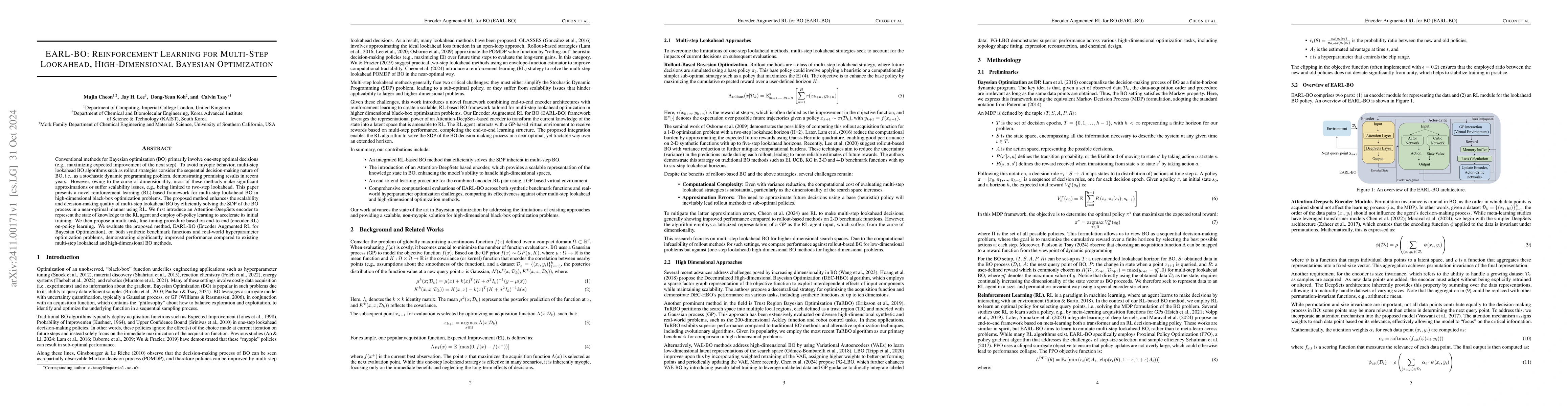 Thumbnail for EARL-BO: Reinforcement Learning for Multi-Step Lookahead,
  High-Dimensional Bayesian Optimization