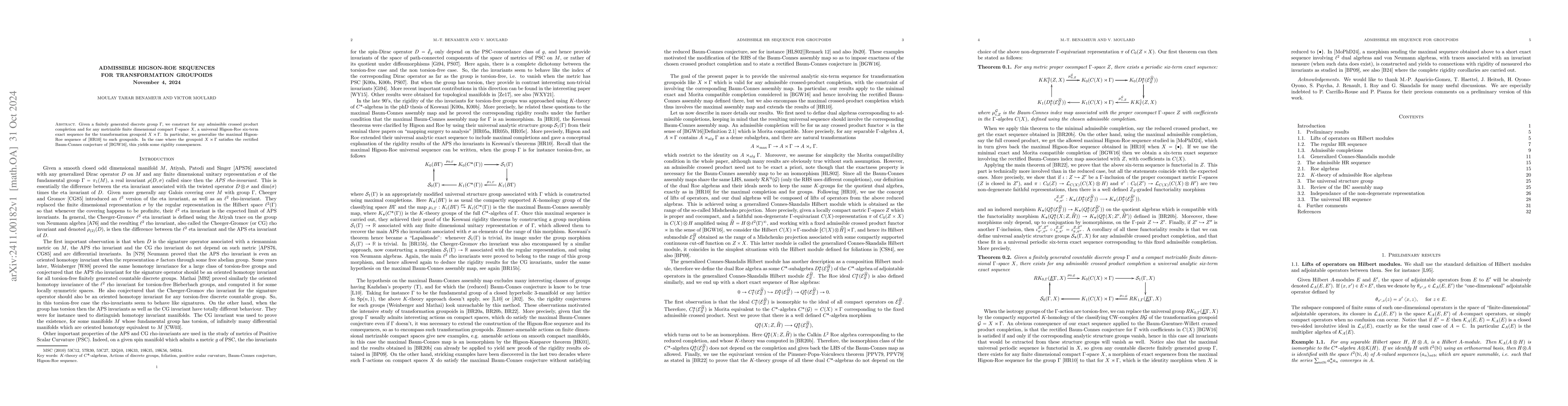 Thumbnail for Admissible Higson-Roe sequences for transformation groupoids