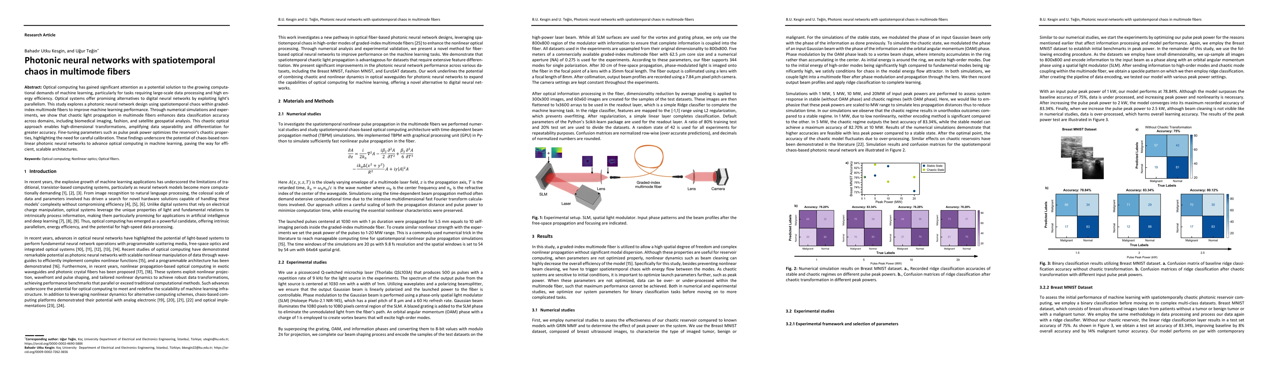 Thumbnail for Photonic neural networks with spatiotemporal chaos in multimode fibers