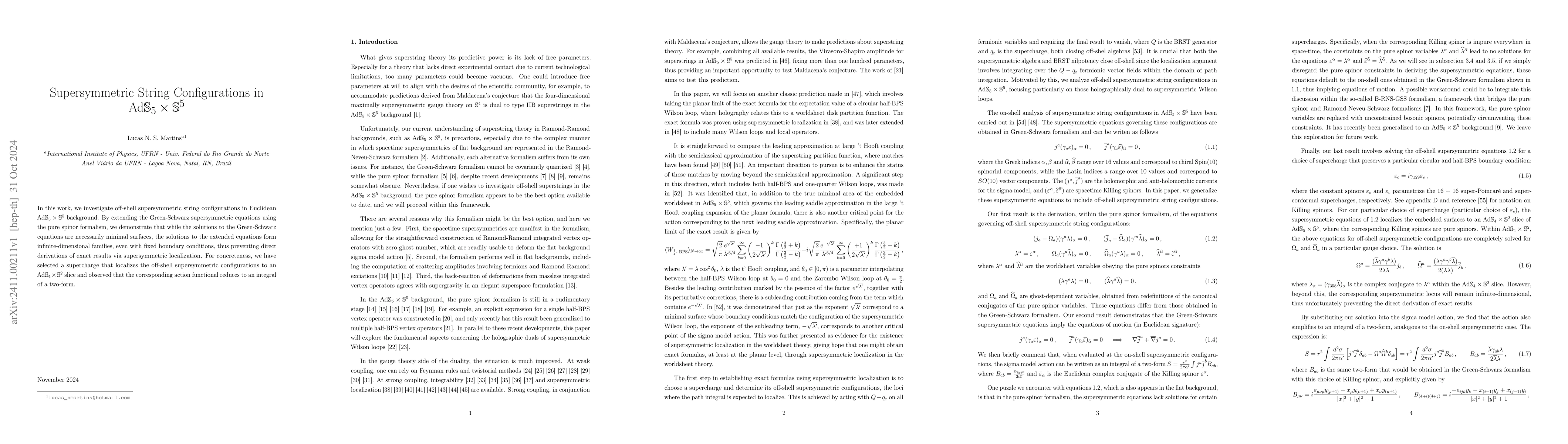 Thumbnail for Supersymmetric String Configurations in Ad$\mathbb{S}_5\times
  \mathbb{S}^5$