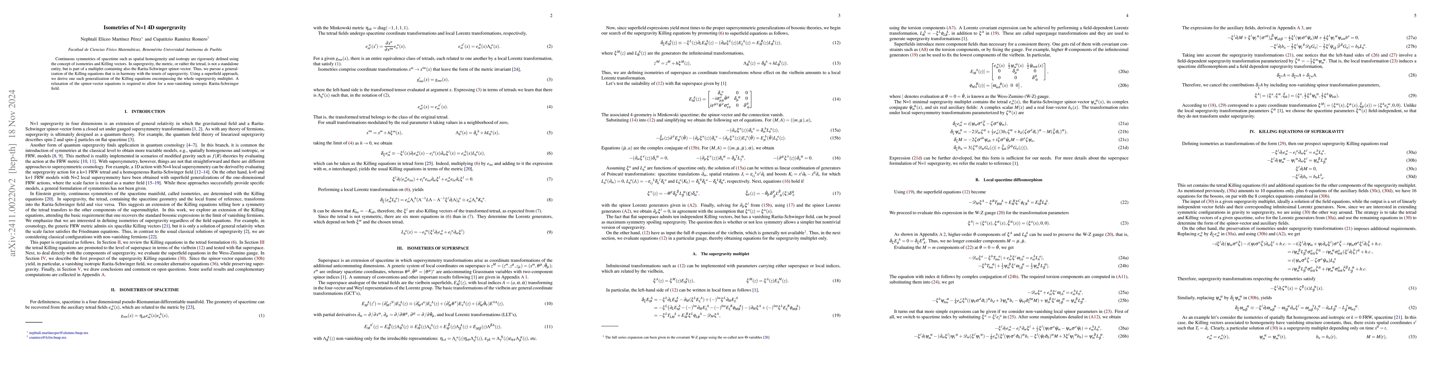 Thumbnail for Isometries of N=1 4D supergravity