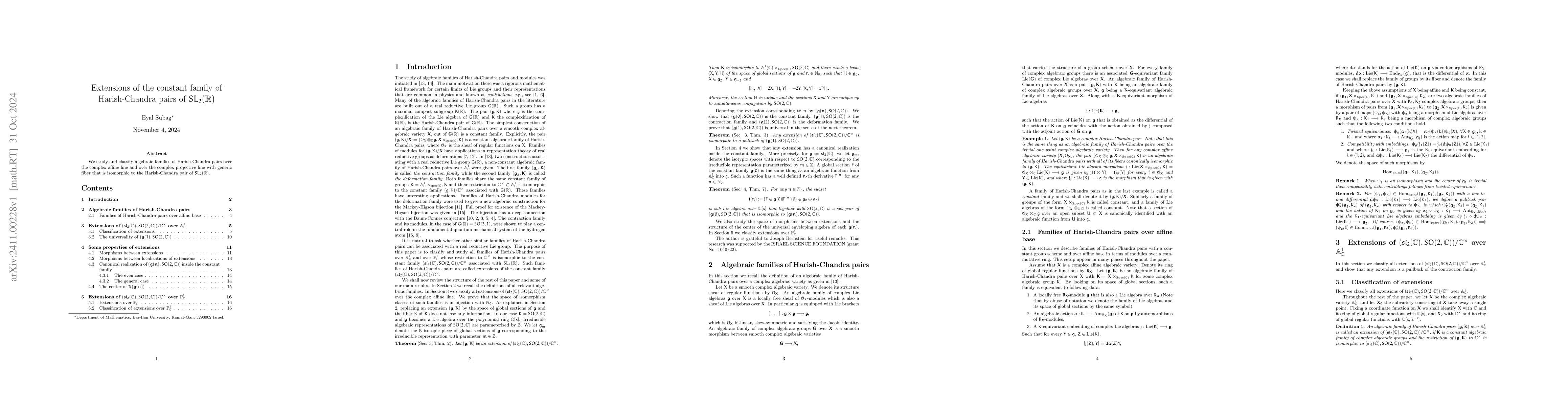 Thumbnail for Extensions of the constant family of Harish-Chandra pairs of
  $SL_2(\mathbb{R})$