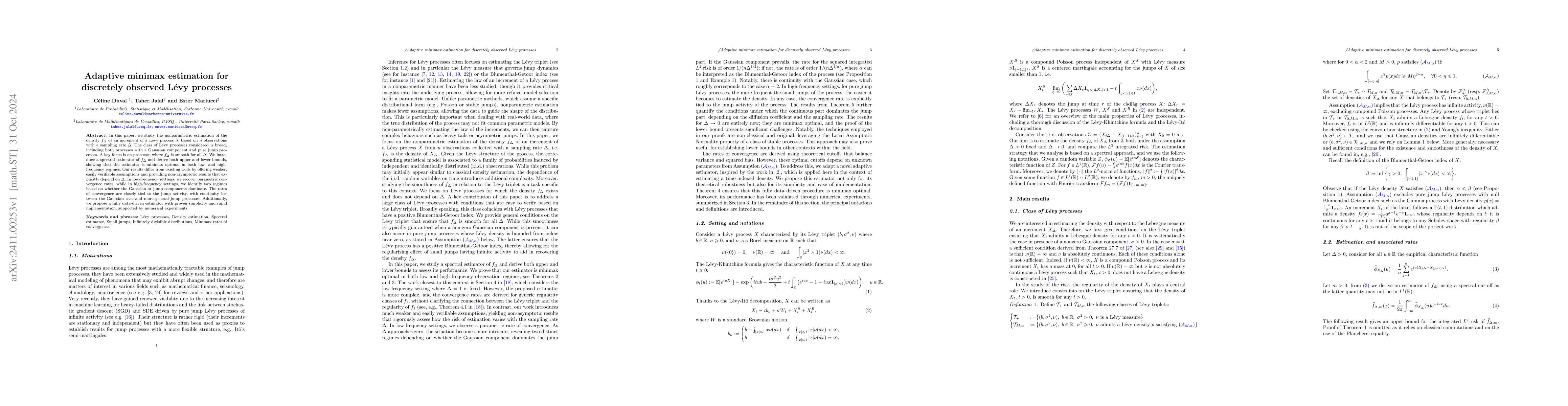 Thumbnail for Adaptive minimax estimation for discretely observed Lévy processes