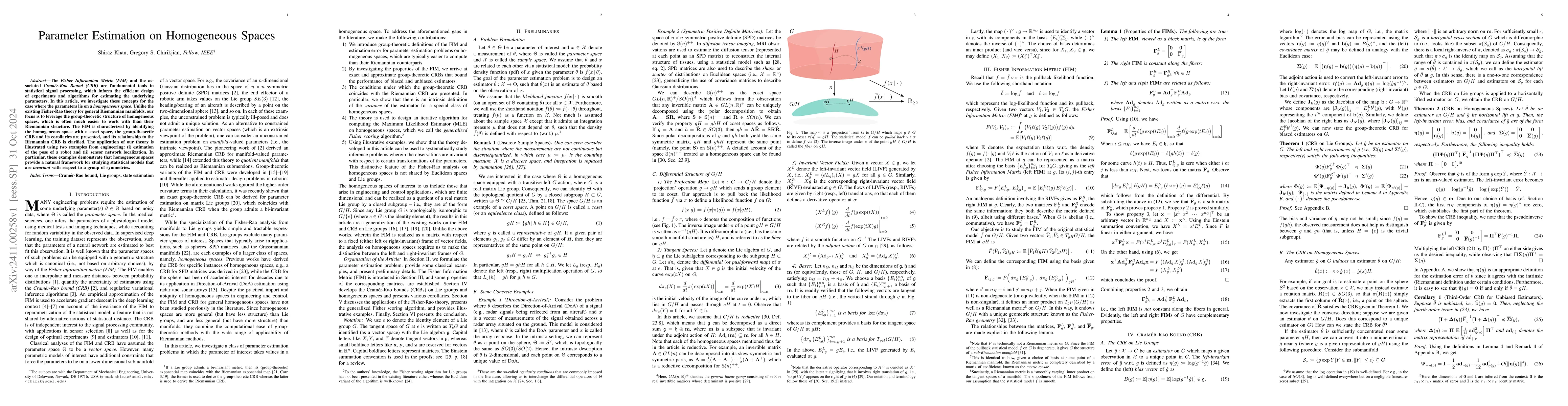 Thumbnail for Parameter Estimation on Homogeneous Spaces