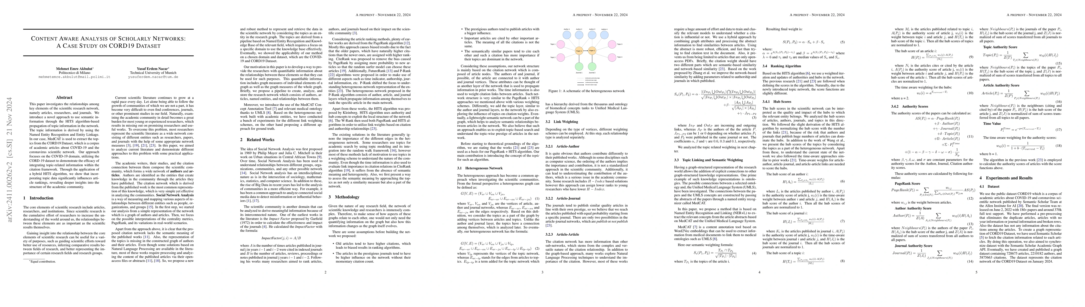 Thumbnail for Content Aware Analysis of Scholarly Networks: A Case Study on CORD19
  Dataset