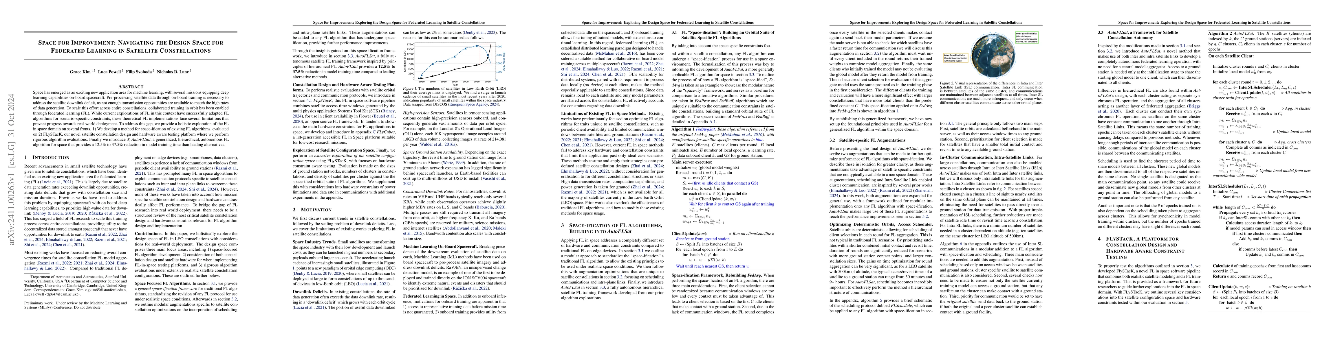 Thumbnail for Space for Improvement: Navigating the Design Space for Federated
  Learning in Satellite Constellations