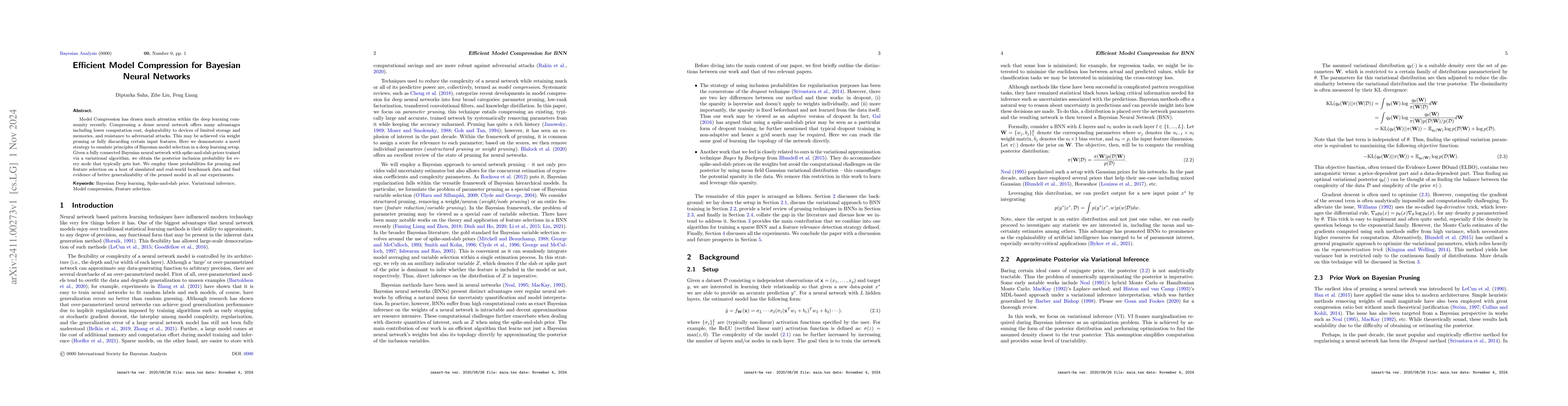 Thumbnail for Efficient Model Compression for Bayesian Neural Networks