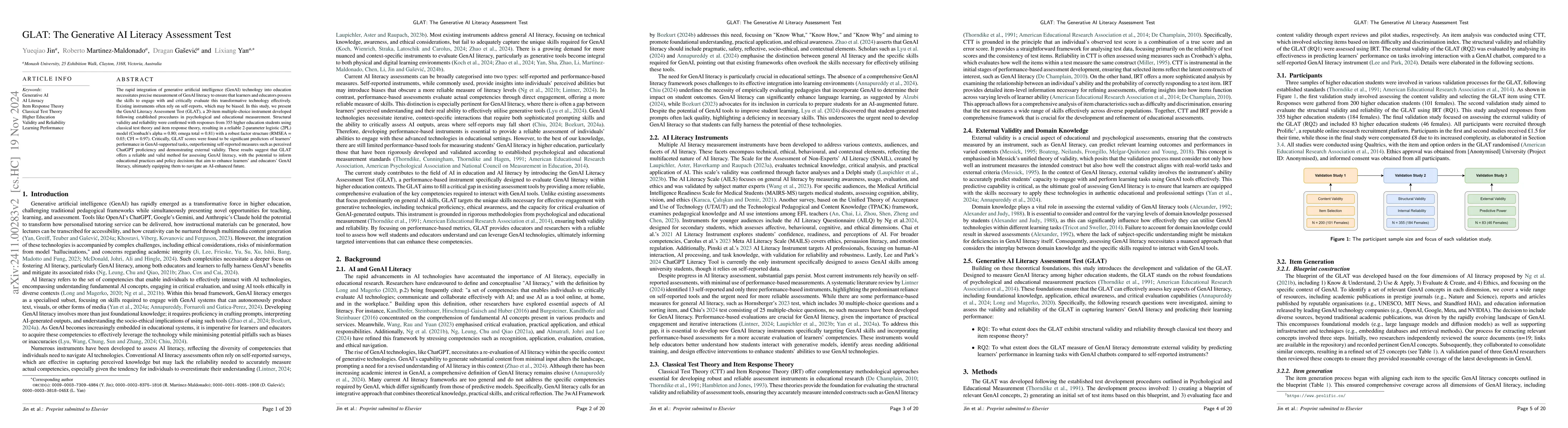Thumbnail for GLAT: The Generative AI Literacy Assessment Test