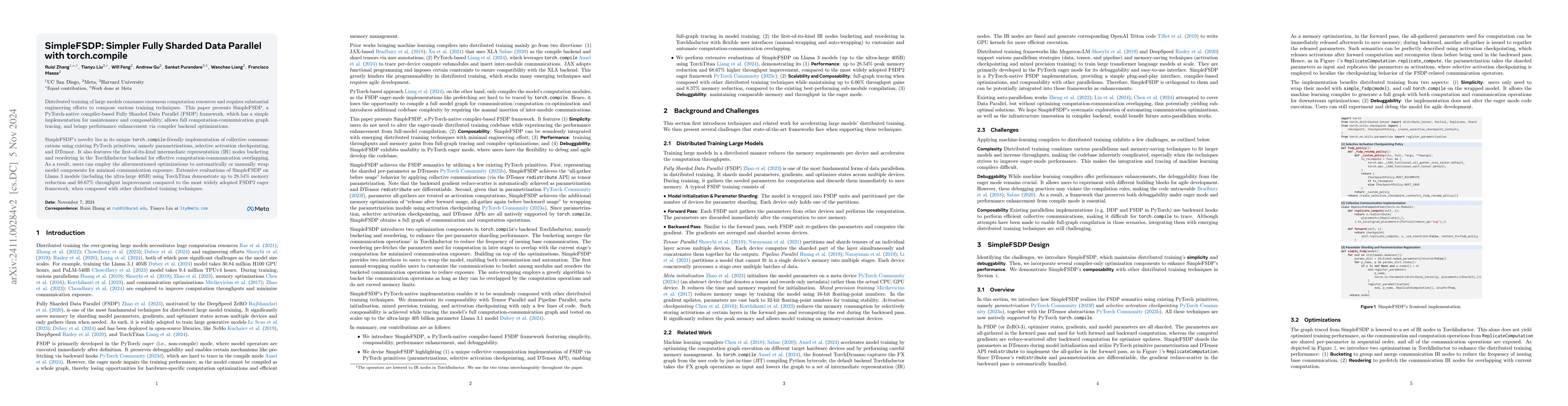 Thumbnail for SimpleFSDP: Simpler Fully Sharded Data Parallel with torch.compile