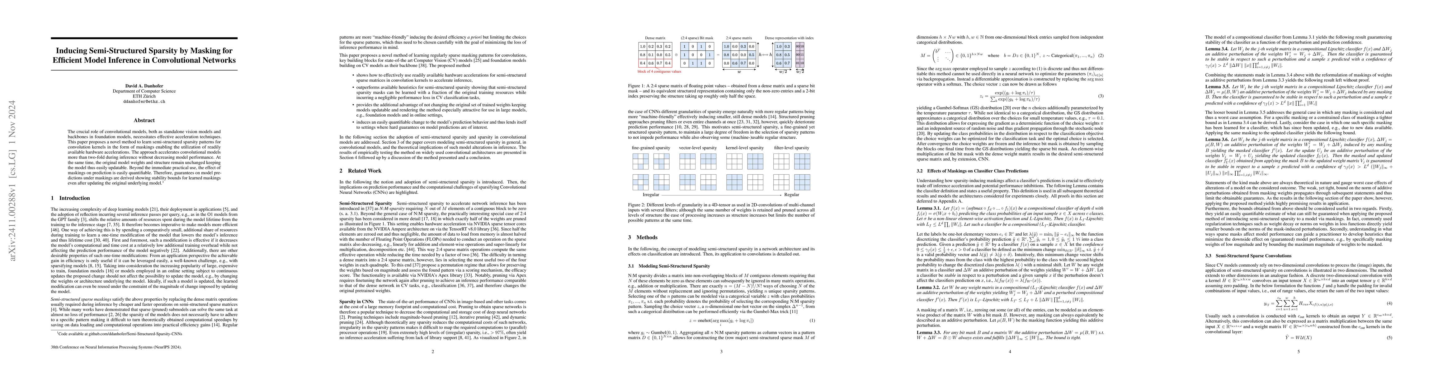 Thumbnail for Inducing Semi-Structured Sparsity by Masking for Efficient Model
  Inference in Convolutional Networks
