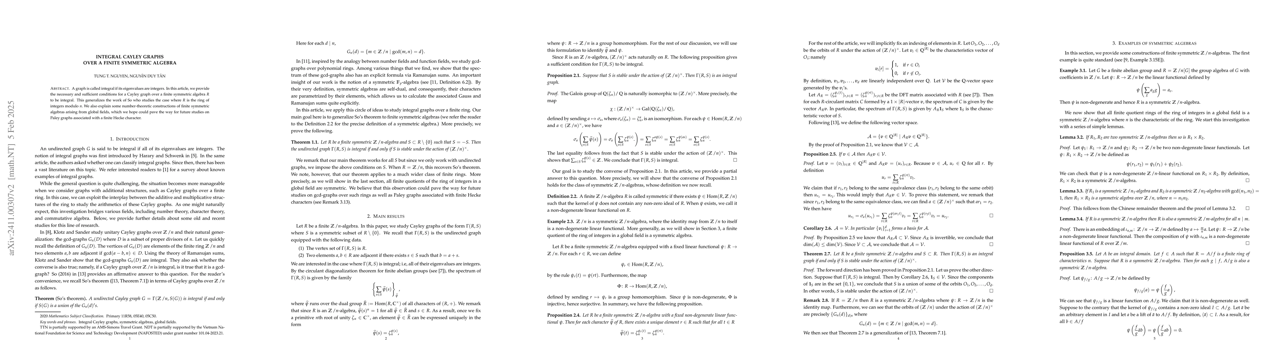 Thumbnail for Integral Cayley graphs over a finite symmetric algebra