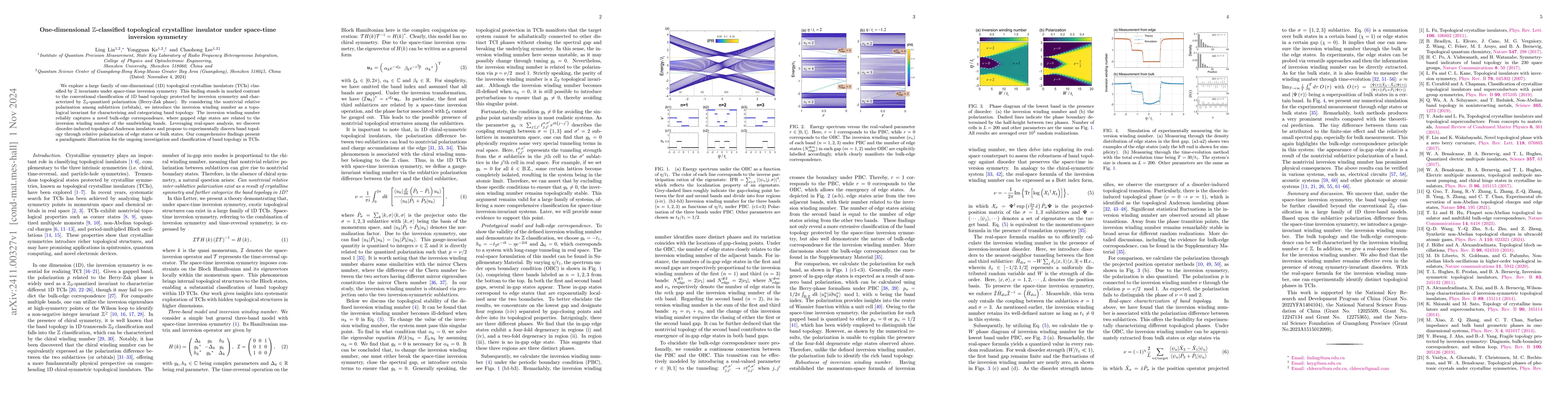 Thumbnail for One-dimensional $\mathbb{Z}$-classified topological crystalline
  insulator under space-time inversion symmetry