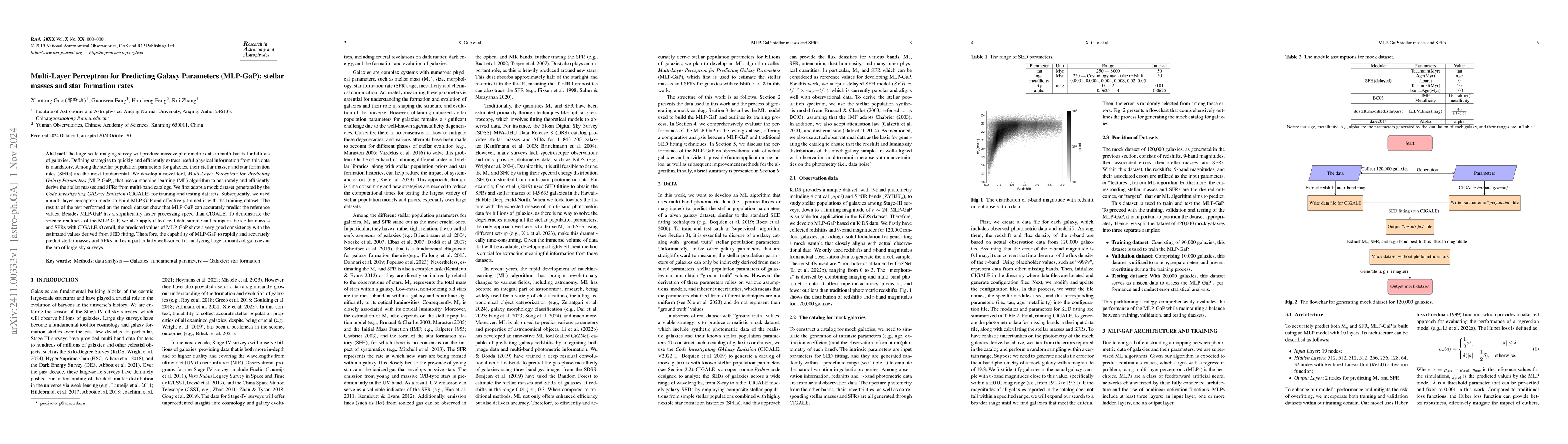 Thumbnail for Multi-Layer Perceptron for Predicting Galaxy Parameters (MLP-GaP):
  stellar masses and star formation rates