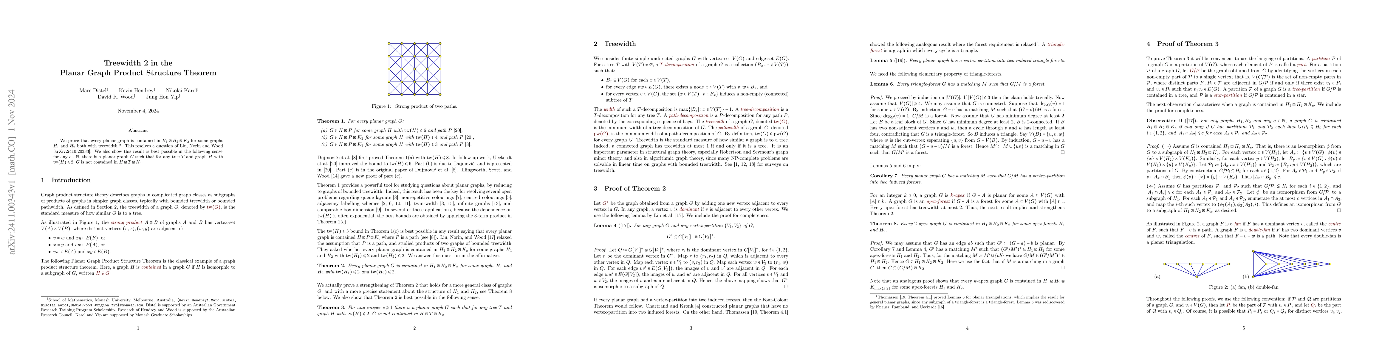 Thumbnail for Treewidth 2 in the Planar Graph Product Structure Theorem