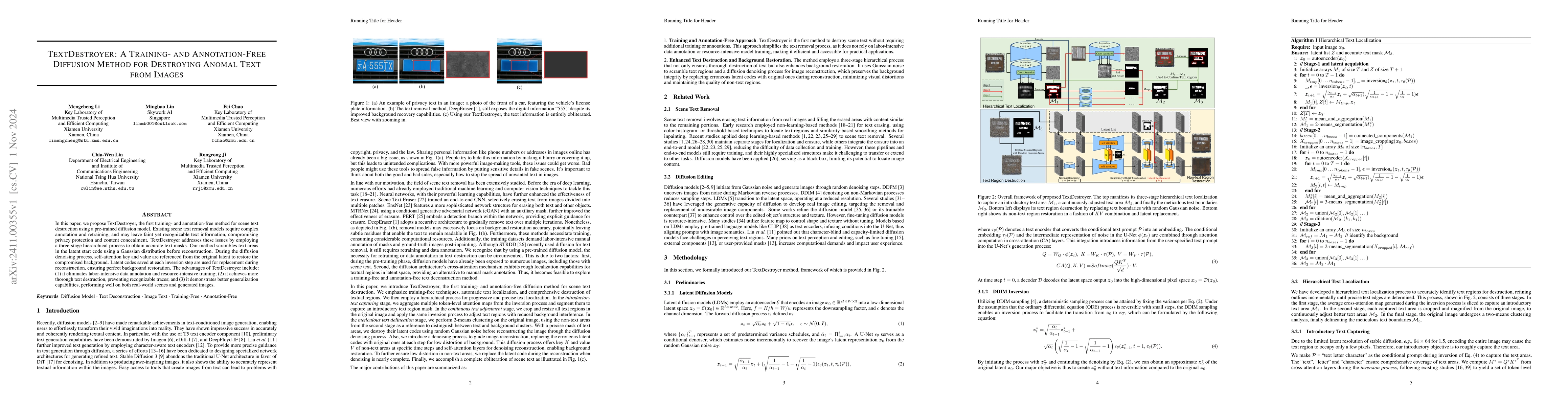 Thumbnail for TextDestroyer: A Training- and Annotation-Free Diffusion Method for
  Destroying Anomal Text from Images