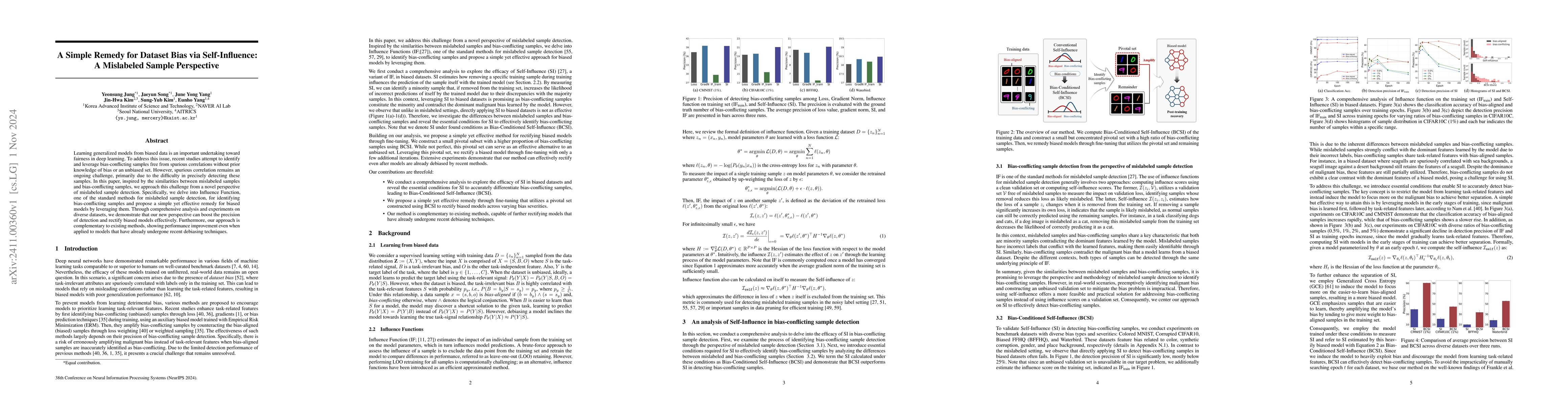 Thumbnail for A Simple Remedy for Dataset Bias via Self-Influence: A Mislabeled Sample
  Perspective