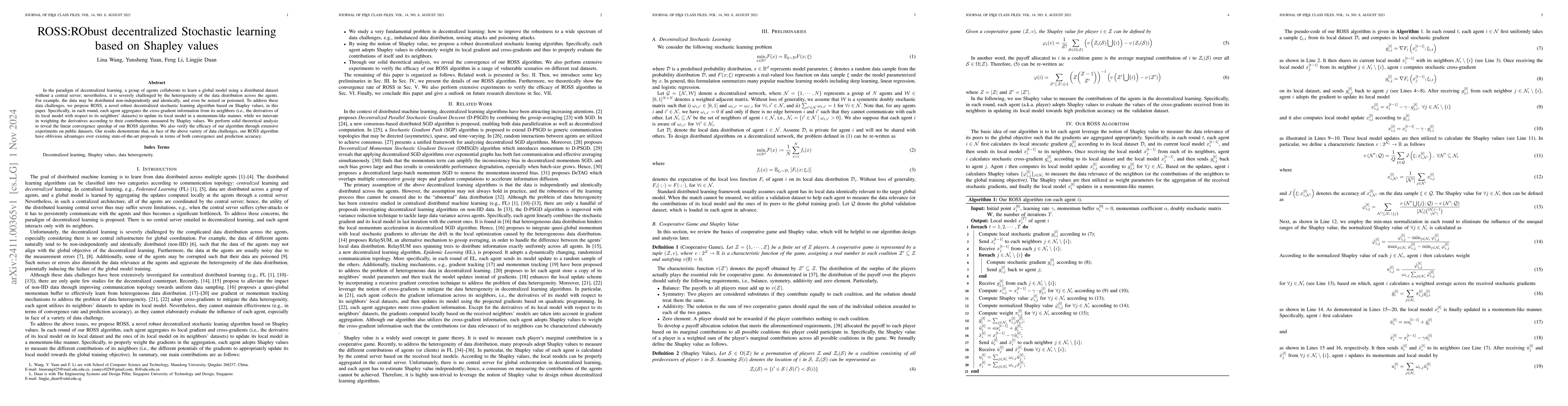 Thumbnail for ROSS:RObust decentralized Stochastic learning based on Shapley values