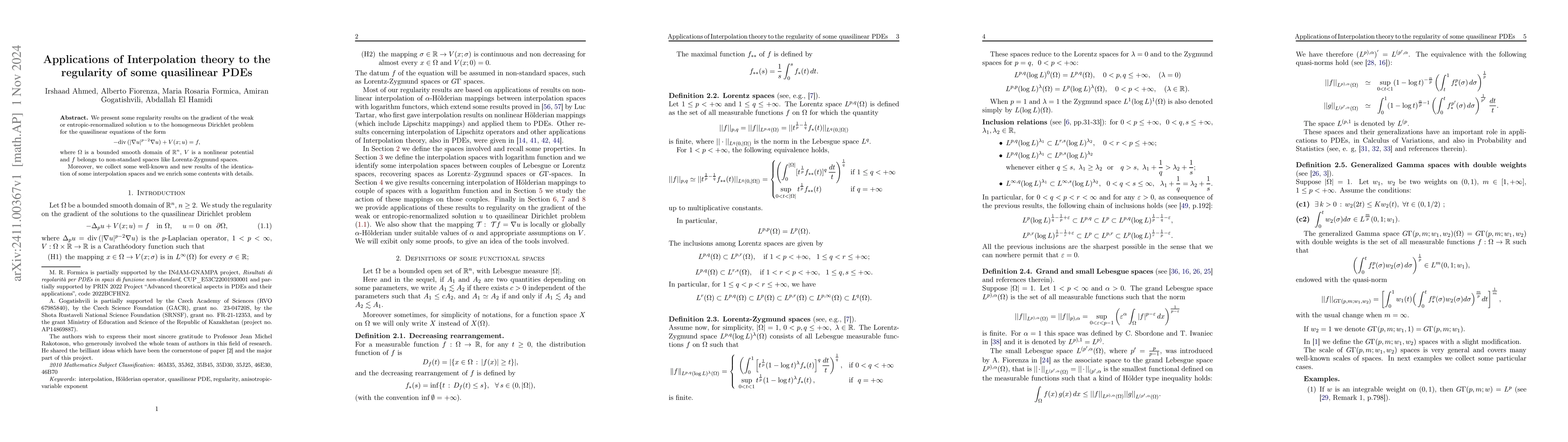 Thumbnail for Applications of Interpolation theory to the regularity of some
  equasilinear PDEs