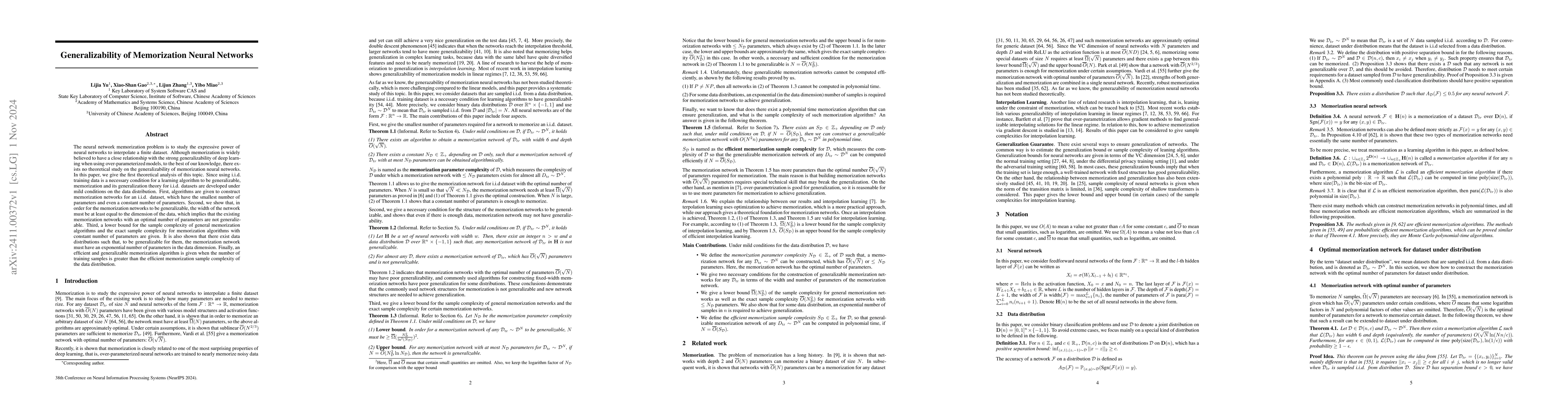 Thumbnail for Generalizability of Memorization Neural Networks