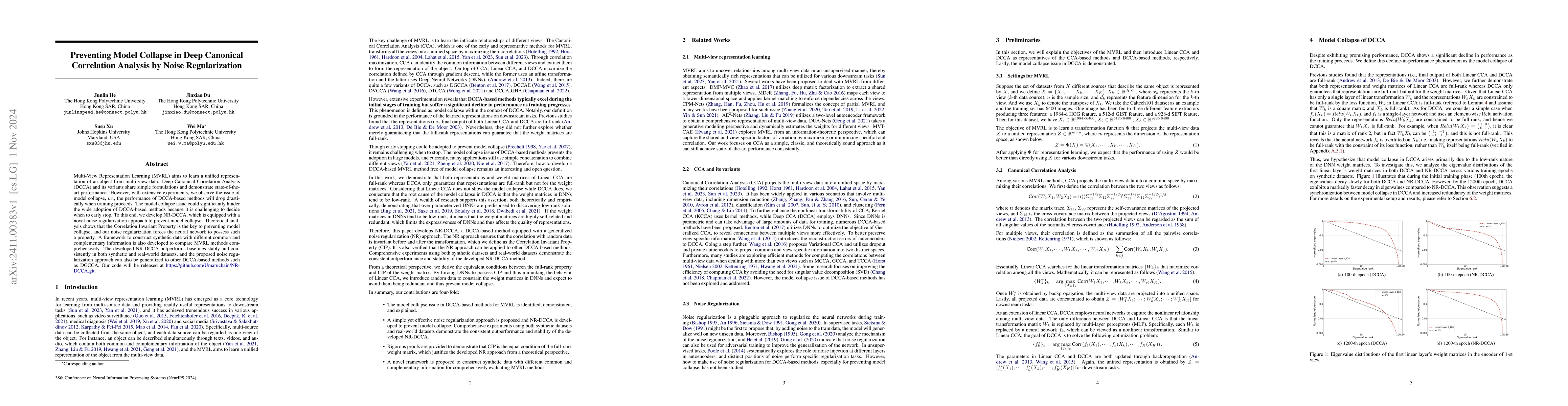 Thumbnail for Preventing Model Collapse in Deep Canonical Correlation Analysis by
  Noise Regularization