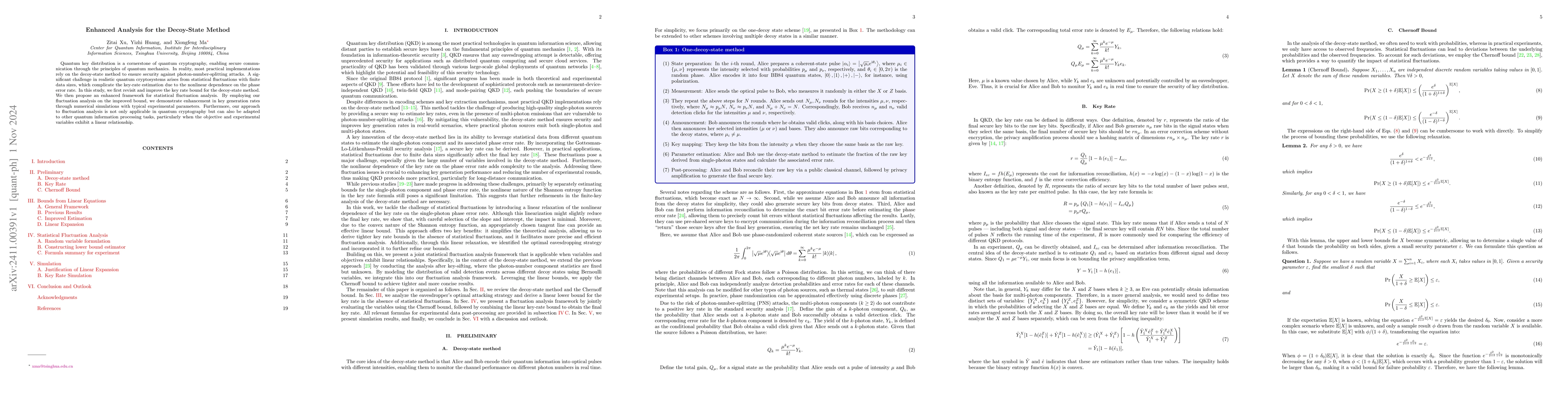 Thumbnail for Enhanced Analysis for the Decoy-State Method