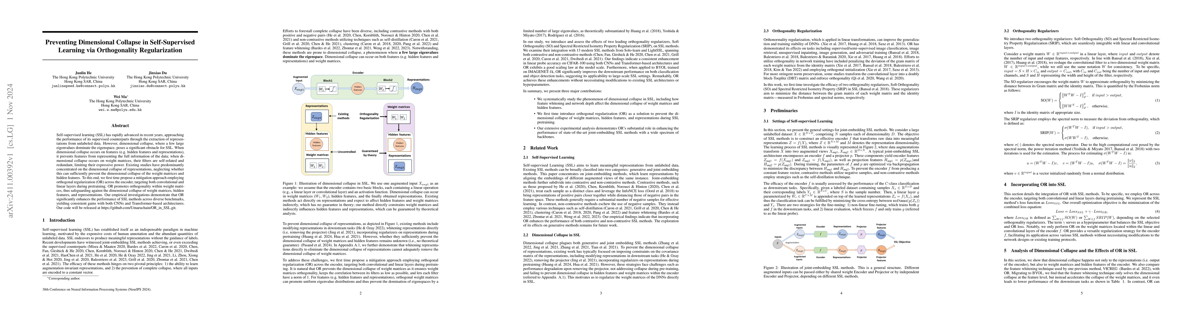 Thumbnail for Preventing Dimensional Collapse in Self-Supervised Learning via
  Orthogonality Regularization