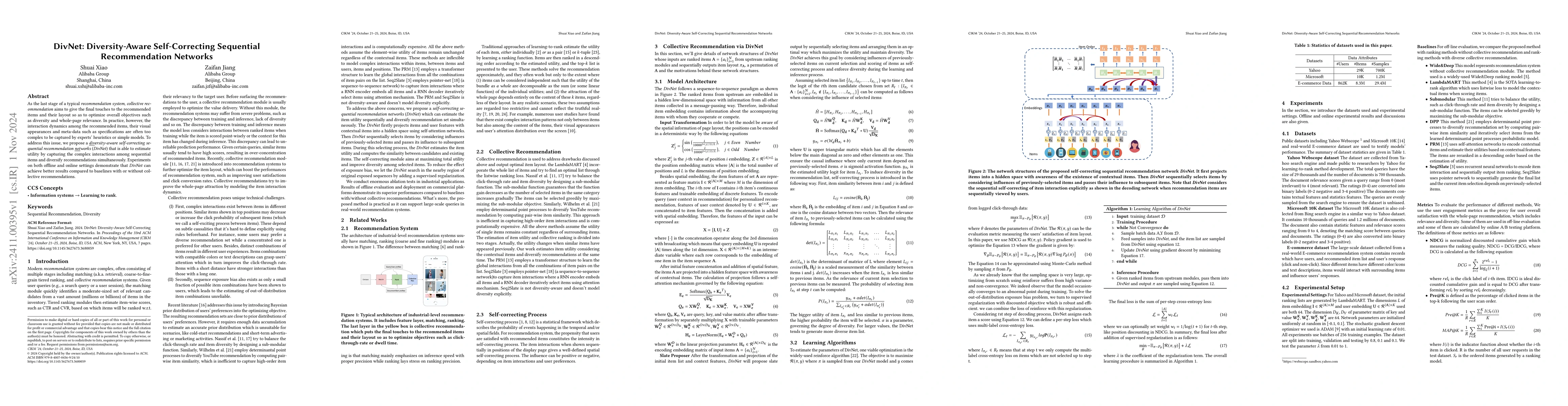 Thumbnail for DivNet: Diversity-Aware Self-Correcting Sequential Recommendation
  Networks