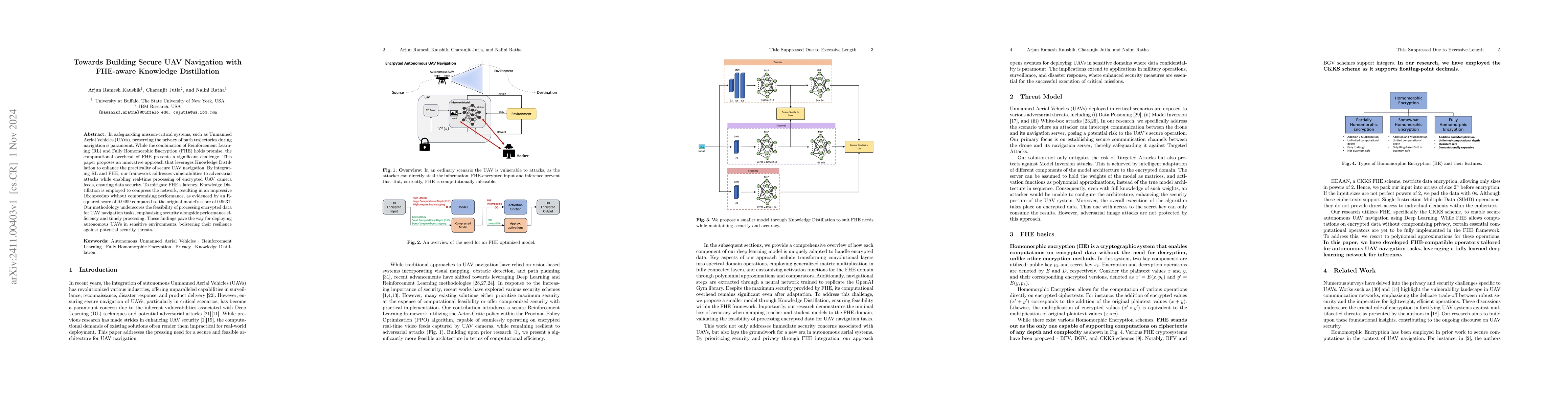 Thumbnail for Towards Building Secure UAV Navigation with FHE-aware Knowledge
  Distillation