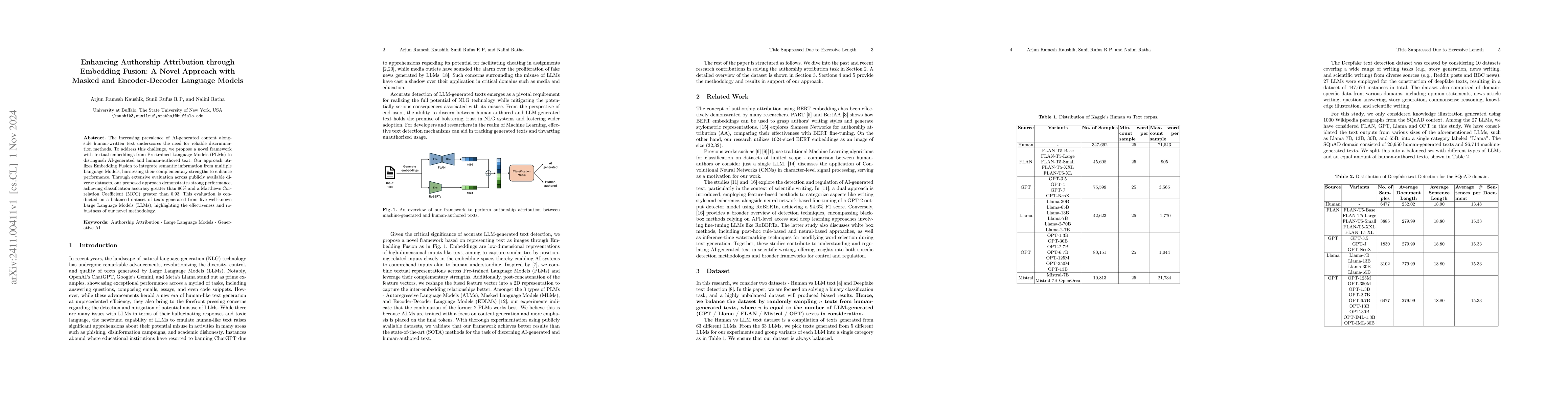 Thumbnail for Enhancing Authorship Attribution through Embedding Fusion: A Novel
  Approach with Masked and Encoder-Decoder Language Models