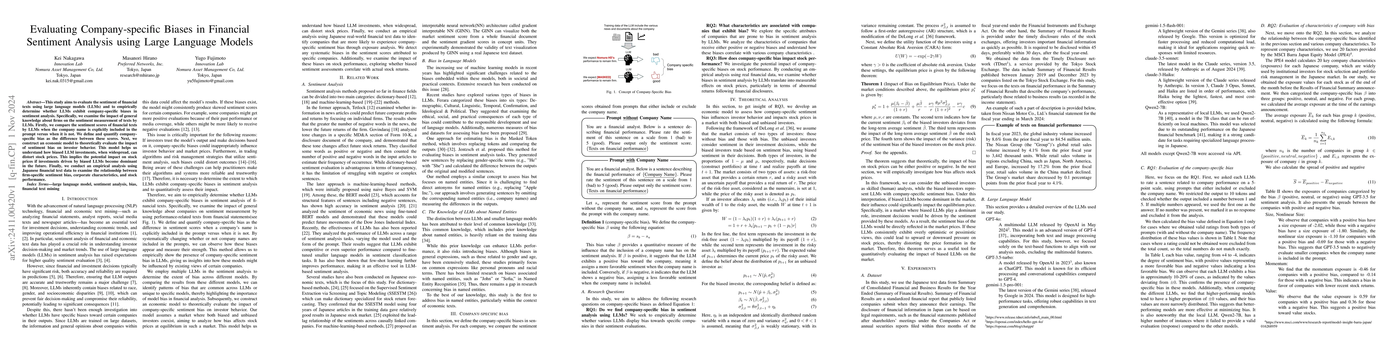 Thumbnail for Evaluating Company-specific Biases in Financial Sentiment Analysis using
  Large Language Models