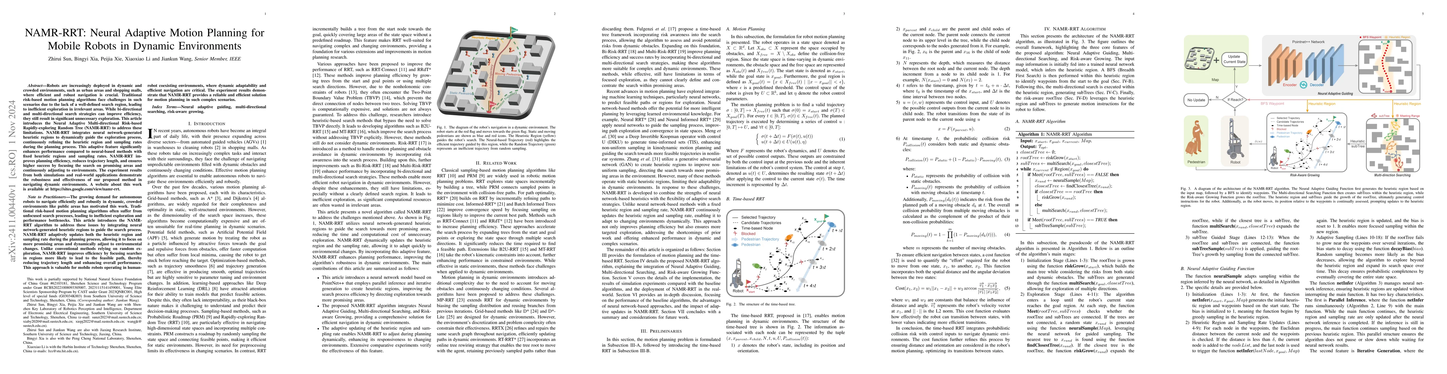 Thumbnail for NAMR-RRT: Neural Adaptive Motion Planning for Mobile Robots in Dynamic
  Environments