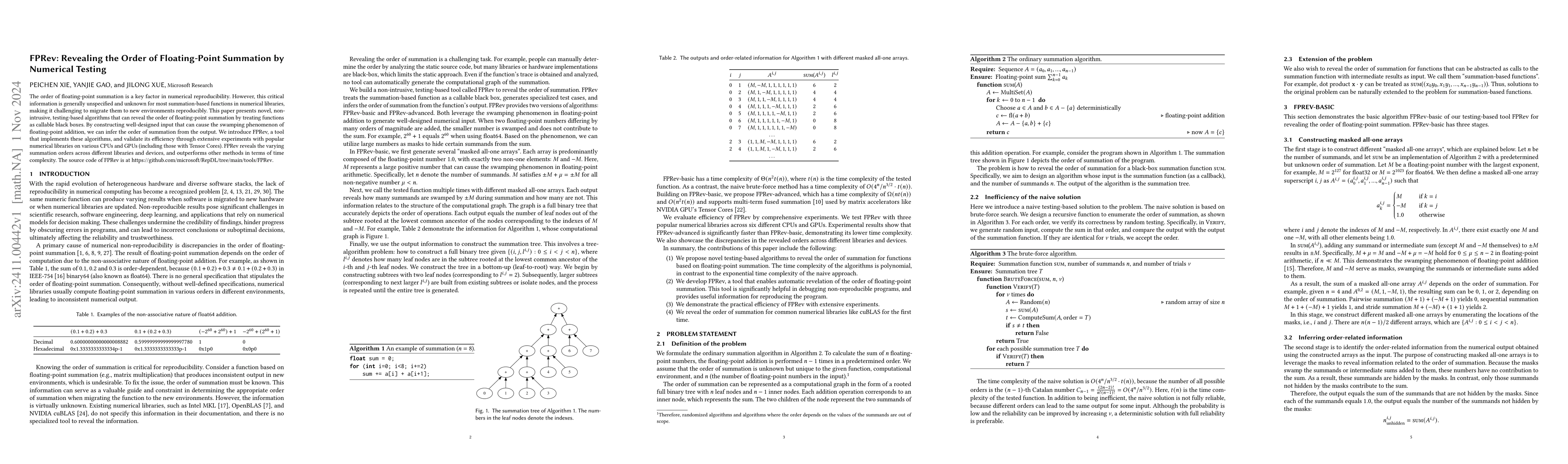 Thumbnail for FPRev: Revealing the Order of Floating-Point Summation by Numerical
  Testing